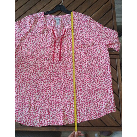 Catherine's flared sleeve Tassel Top 2x Pink Boho Beachy Cottage Core Feminine - Picture 7 of 8